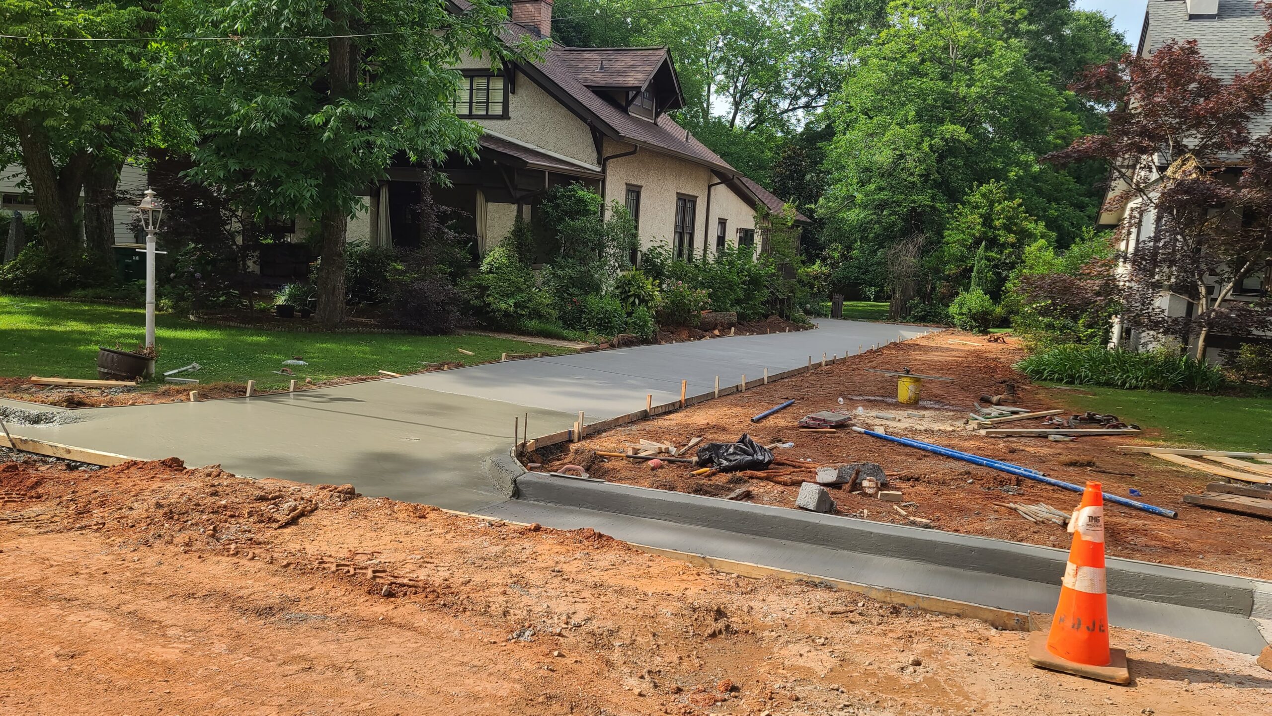 Completed commercial concrete paving and loading area